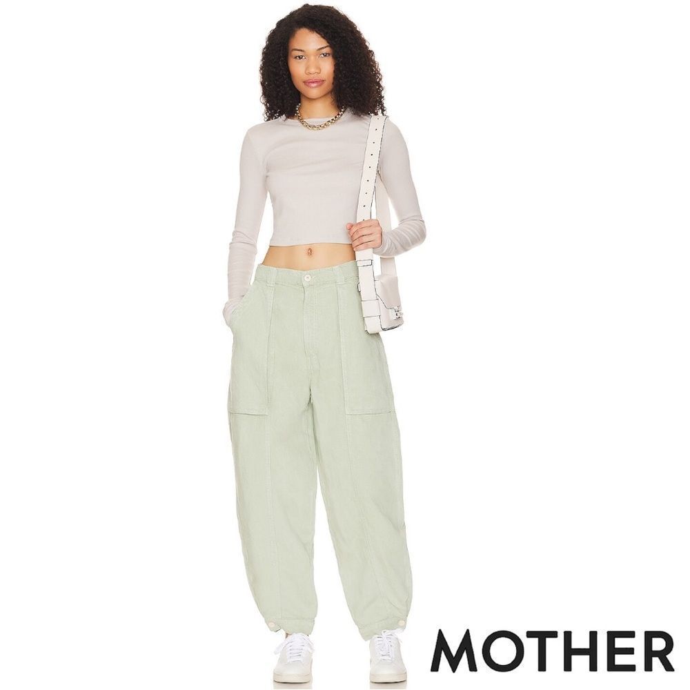 MOTHER **NWT** The Patch Pocket Chute Flood Pants in Cameo Green